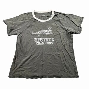 Aerie "Upstate Champions" Tiger Graphic Ringer T-Shirt Mens XL Charcoal Gray